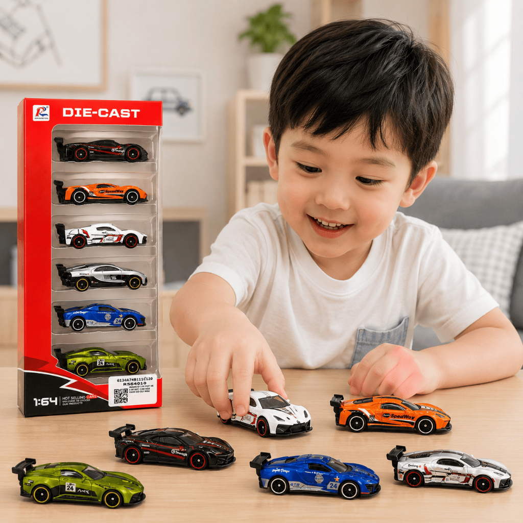 Bộ 6 Xe Đồ Chơi Mini Kim Loại Cao Cấp Die-Cast 1:64 Xe Đồ Chơi Cho Bé Trai Quà Tặng Cho Bé