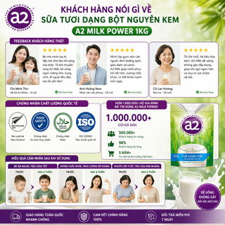 Sữa bột nguyên kem A2 1kg xuất xứ Úc giúp bổ sung canxi phát triển xương chắc khoẻ