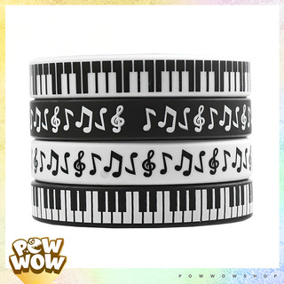 Vòng Tay Silicone Dẻo Hoạ Tiết Phím Đàn Piano Nốt Nhạc Music Màu Đen Trắng Có Size Adult Và Kid