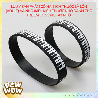 Vòng Tay Silicone Dẻo Hoạ Tiết Phím Đàn Piano Nốt Nhạc Music Màu Đen Trắng Có Size Adult Và Kid