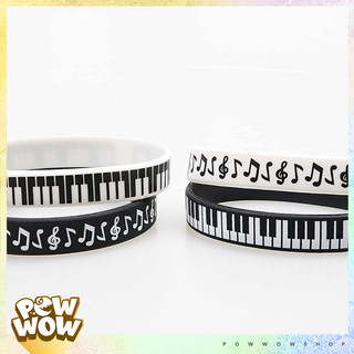 Vòng Tay Silicone Dẻo Hoạ Tiết Phím Đàn Piano Nốt Nhạc Music Màu Đen Trắng Có Size Adult Và Kid