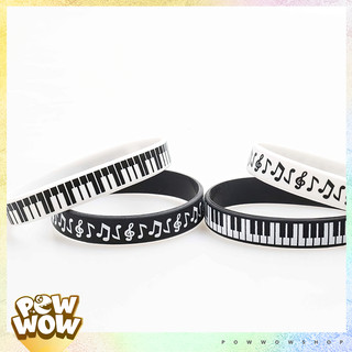 Vòng Tay Silicone Dẻo Hoạ Tiết Phím Đàn Piano Nốt Nhạc Music Màu Đen Trắng Có Size Adult Và Kid