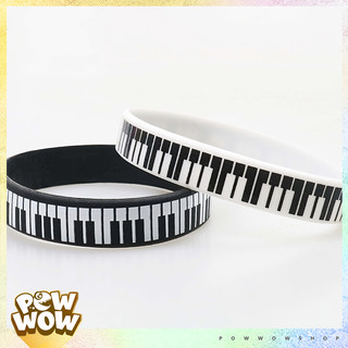 Vòng Tay Silicone Dẻo Hoạ Tiết Phím Đàn Piano Nốt Nhạc Music Màu Đen Trắng Có Size Adult Và Kid