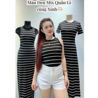 COMBO 3Sp : Đầm Body Kẻ sát nách + Váy Tay Ngắn Kẻ Cổ Tròn ( hoặc Đầm 2 Dây Cổ U) + Áo Sát Nách combo siêu hời