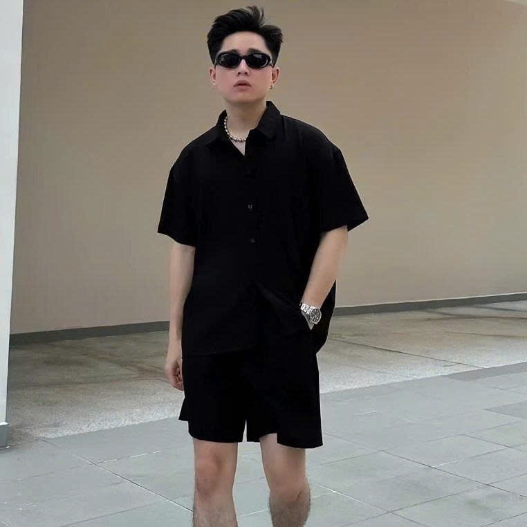 Áo Sơ Mi Cộc Tay Xanh Dương Chất Đũi Linen Siêu Mát Mùa Hè, Áo Cộc Tay Đi Làm Đi Chơi Halley A42