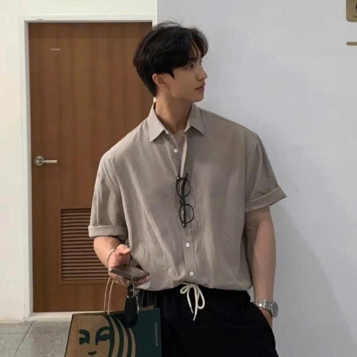 Áo Sơ Mi Cộc Tay Xanh Dương Chất Đũi Linen Siêu Mát Mùa Hè, Áo Cộc Tay Đi Làm Đi Chơi Halley A42