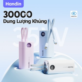 Handin Pin Sạc Dự Phòng 30000mAh 35W Cáp Type-C & Đầu L Tích Hợp Sạc Nhanh PD Màn Hình LED CCC Bảo Hành 24 Thán