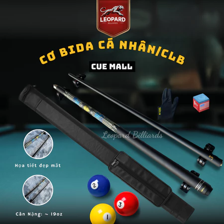 Cơ Cue Mall - Cơ gậy phủ carbon - cơ bida cao cấp chống cong vênh, ít bạt