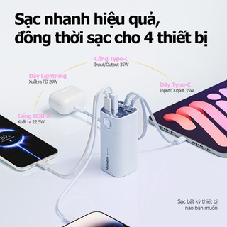 Handin Pin Sạc Dự Phòng 30000mAh 35W Cáp Type-C & Đầu L Tích Hợp Sạc Nhanh PD Màn Hình LED CCC Bảo Hành 24 Thán