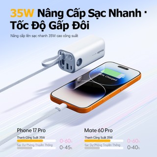 Handin Pin Sạc Dự Phòng 30000mAh 35W Cáp Type-C & Đầu L Tích Hợp Sạc Nhanh PD Màn Hình LED CCC Bảo Hành 24 Thán