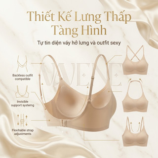 Áo lót nữ su tàng hình VANVENE AL35, áo ngực không lộ viền mặc hở lưng, không gọng, đệm mỏng, thông hơi