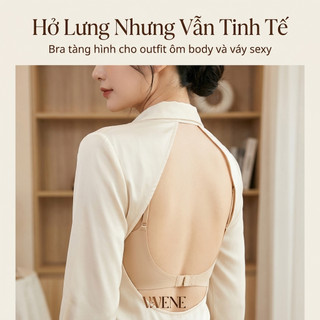 Áo lót nữ su tàng hình VANVENE AL35, áo ngực không lộ viền mặc hở lưng, không gọng, đệm mỏng, thông hơi