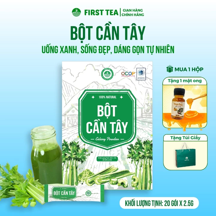Bột Cần Tây First Tea Công Nghệ Sấy Lạnh Nguyên Chất, Giảm Cân, Đẹp Dáng, Sáng Da, Thanh Lọc Cơ Thể