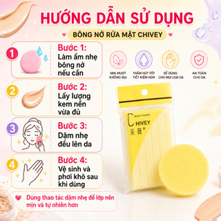 Bông nở rửa mặt bọt biển 12 miếng Chivey Miếng nở rửa mặt bọt biển dạng nén, túi 12 thanh