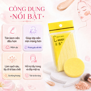 Bông nở rửa mặt bọt biển 12 miếng Chivey Miếng nở rửa mặt bọt biển dạng nén, túi 12 thanh