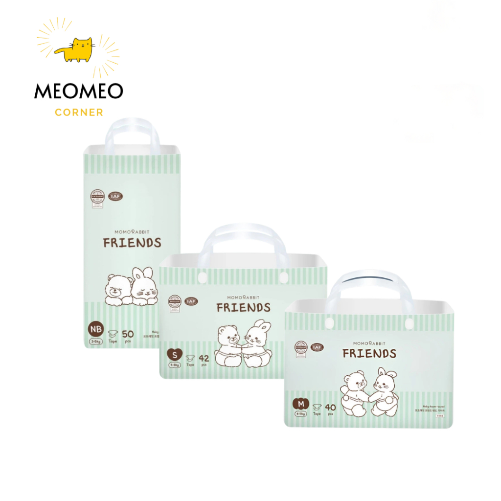 Bỉm dán / quần Momo Rabbit – Bản Friends | Momorabit momorabbit Tã Mềm mại, thấm hút tốt, nâng niu làn da bé