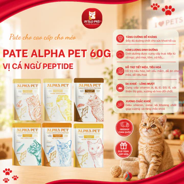 [COMBO 12 GÓI] Pate Cho Mèo Alpha Pet 60g, Pate gói cho mèo vị cá ngừ Peptide Topping dành cho mèo con - Misopet