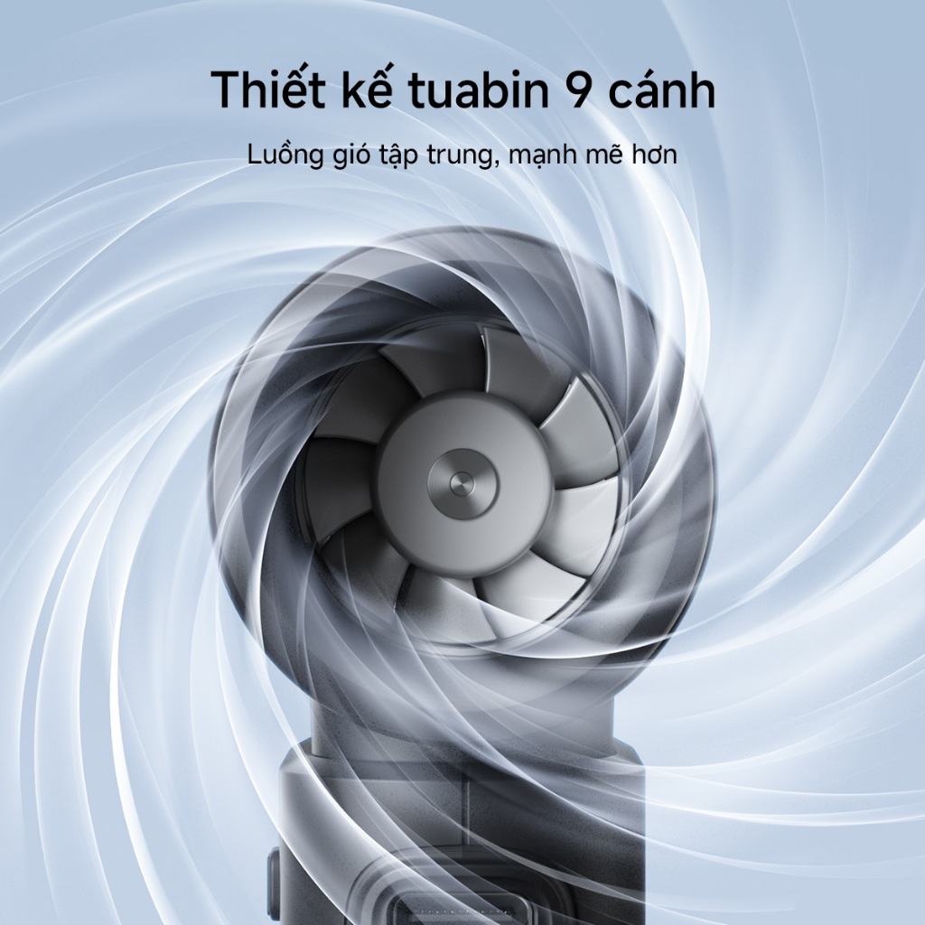 Quạt cầm tay JisuLife 9 mini gió mạnh pin lâu nhẹ gọn thiết kế thời trang dùng văn phòng, du lịch ngoài trời