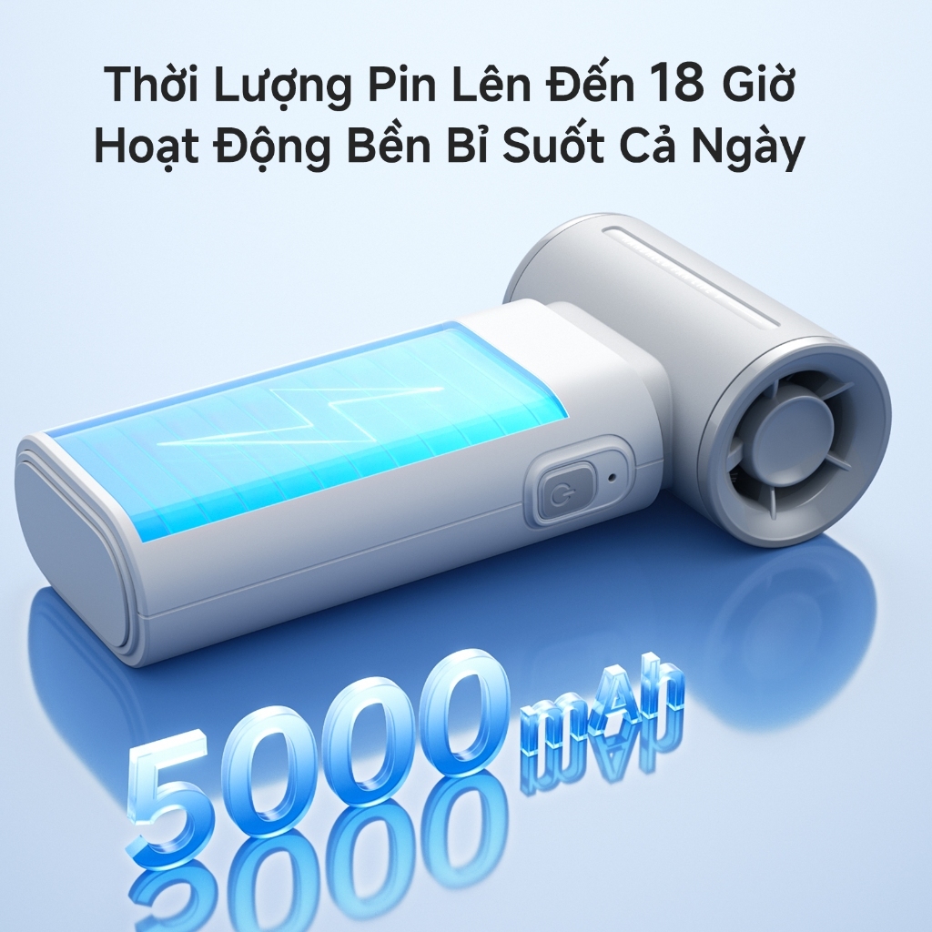 Quạt cầm tay JisuLife 9 mini gió mạnh pin lâu nhẹ gọn thiết kế thời trang dùng văn phòng, du lịch ngoài trời