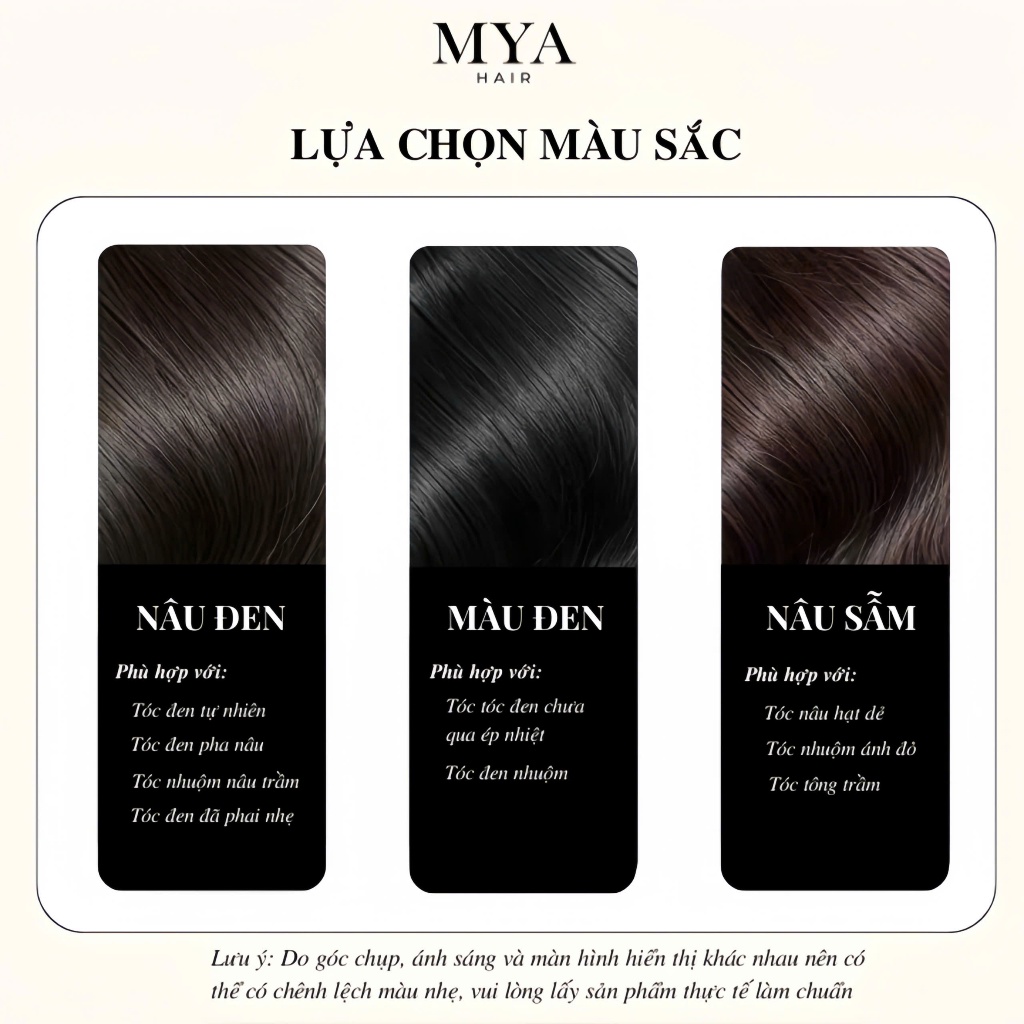 Bộ Tóc Kep 3 Phím MYA Thẳng 50 - 60cm, Tăng Độ Dày Tóc, Thoáng Khí, Nhẹ Đầu, Chụp Ảnh Kỷ Yếu