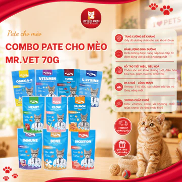 [COMBO 24 GÓI] Pate Mrvet Cho Mèo, Pate Cho Mèo Đủ Vị Từ Thịt Bổ Sung Các Dưỡng Chất Thiết Yếu Gói 70g