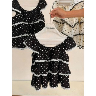 Áo Babydoll Nữ Chấm Bi Phối Ren Hàn Quốc | Áo Form Rộng Tiểu Thư Mặc Đi Biển Cực Xinh