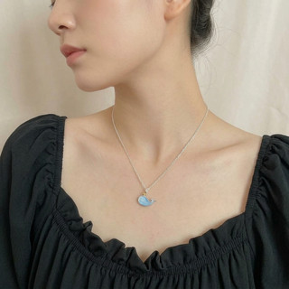 Vòng Cổ Nữ Bạc S925 Họa Tiết Cá Voi Xanh Pastel – Quà Tặng Sinh Nhật Bạn Gái Ý Nghĩa