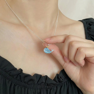 Vòng Cổ Nữ Bạc S925 Họa Tiết Cá Voi Xanh Pastel – Quà Tặng Sinh Nhật Bạn Gái Ý Nghĩa