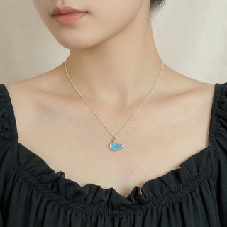Vòng Cổ Nữ Bạc S925 Họa Tiết Cá Voi Xanh Pastel – Quà Tặng Sinh Nhật Bạn Gái Ý Nghĩa