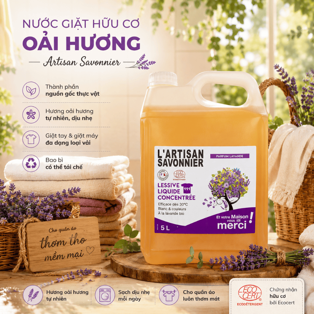 Nước Giặt Hữu Cơ Oải Hương Artisan Savonnier 5L