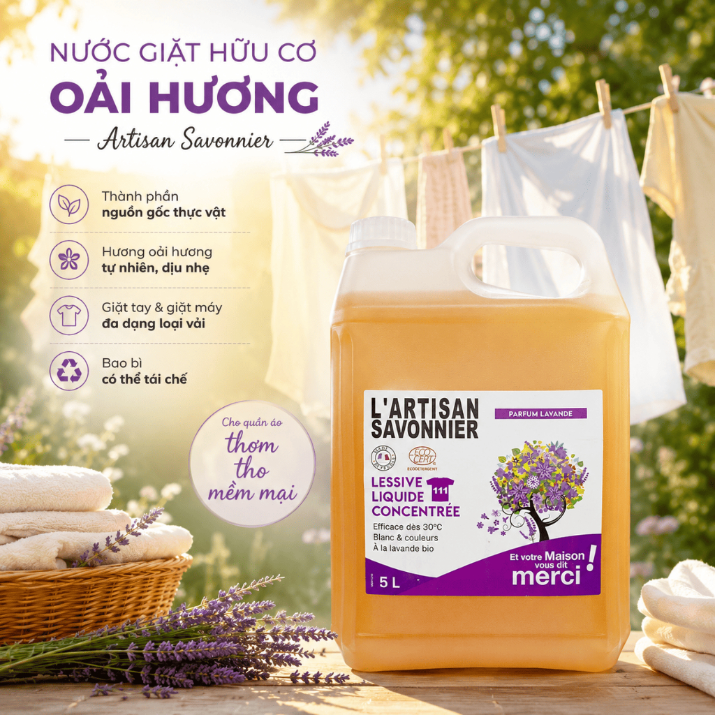 Nước Giặt Hữu Cơ Oải Hương Artisan Savonnier 5L