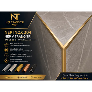 Nẹp V Inox 304 Vát Cạnh dày 0.6mm dài 2.44m đủ kích thước màu sắc| Inox 304 Bo Góc Tường Nội Thất (vận chuyển cắt đôi)