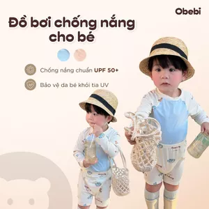 Bộ Đồ Bơi, Đi Bơi Mùa Hè Chống Nắng Họa Tiết Biển Cho Bé Trai Bé Gái Obebi 7-22KG DB12