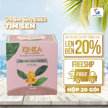 KINKA - Trà Ngủ Ngon - Hoa Vàng Gia Lai & Tim Sen 20 gói x 2g - An Thần Và Tốt Cho Tim Mạch