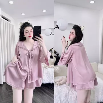 Đồ ngủ nữ freesize lụa latin, đồ ngủ nữ mặc nhà đồ ngủ nữ lụa mát rẻ đẹp đồ ngủ nữ mặc nhà M06