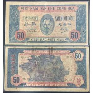 Sưu Tầm Việt Nam 50 đồng 1947 cày ruộng bóng chìm dọc
