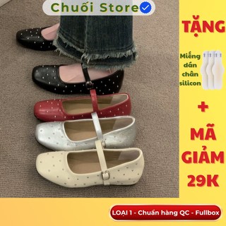 Giày bệt nữ da PU tổng hợp dệt vải đế cao su phong cách tiểu thư nhẹ nhàng tinh tế