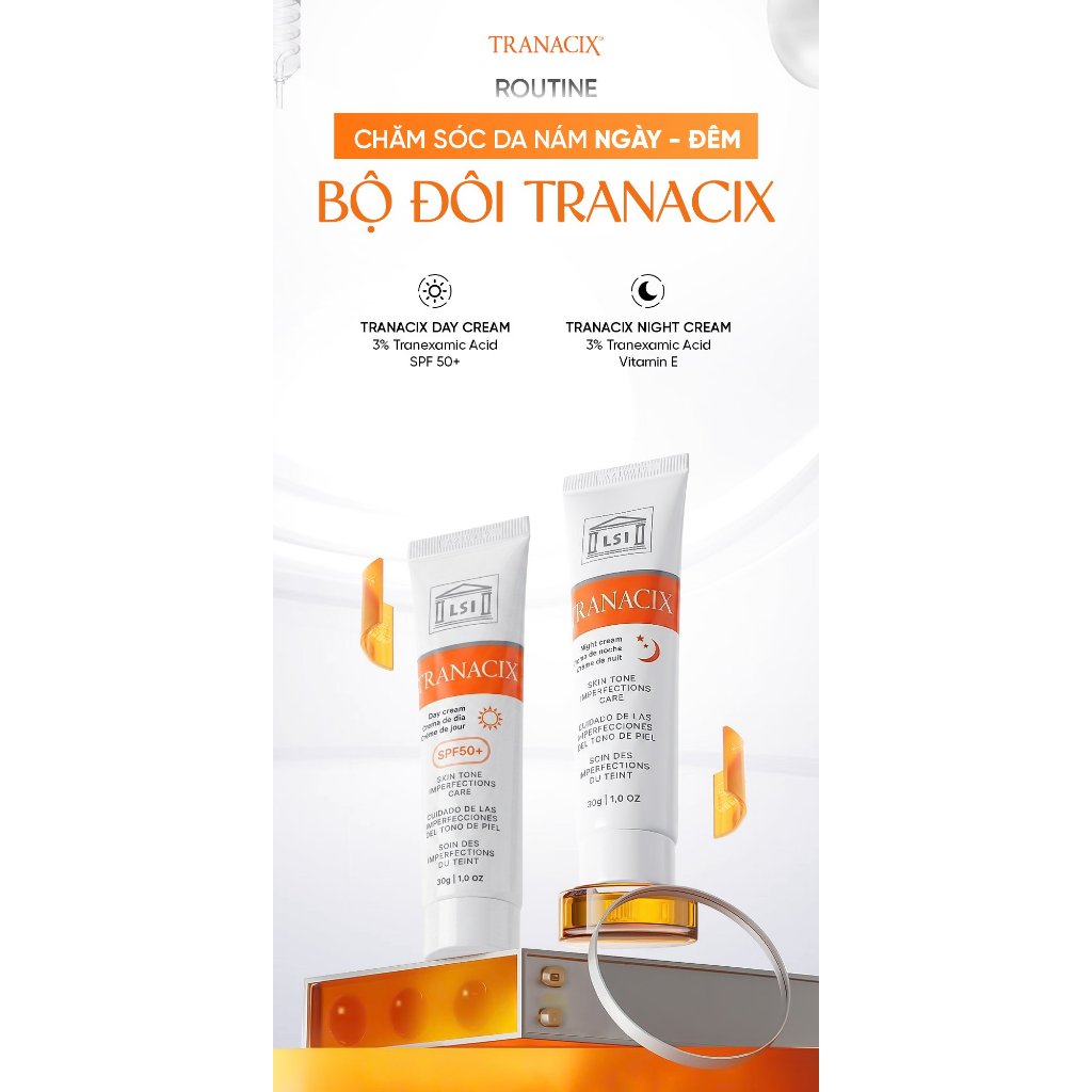 Combo Chăm Sóc Da Ngày & Đêm Tranacix (Day Cream SPF 50+ & Night Cream)