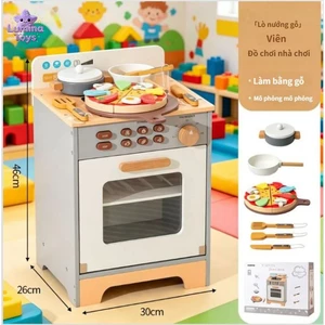 Bộ đồ chơi bếp mô hình gỗ tự nhiên đầy đủ phụ kiện lò nướng kích thước 79x30x90cm giáo dục sớm cho bé