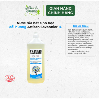 Nước Rửa Bát Sinh Học Đậm Đặc Artisan Savonnier/ Lerutan Loại Bỏ Dầu Mỡ, An Toàn Cho Da – Natural Market