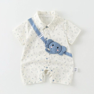 Bodysuit đùi cài cúc có cổ hình 3D voi con cho bé