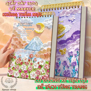 Sketchbook 160GSM Giấy Siêu Dày A4/16K/8K – Sổ Vẽ 60 Tờ Cho Marker & Màu Nước, Xé Rời Từng Trang Tiện Lợi, Không Kỵ Tẩy