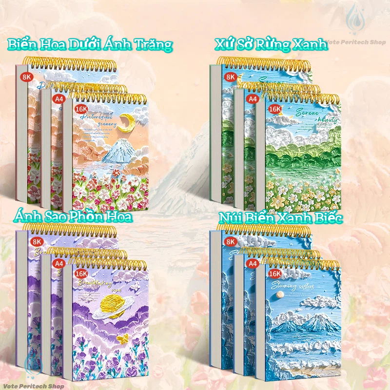 Sketchbook 160GSM Giấy Siêu Dày A4/16K/8K – Sổ Vẽ 60 Tờ Cho Marker & Màu Nước, Xé Rời Từng Trang Tiện Lợi, Không Kỵ Tẩy