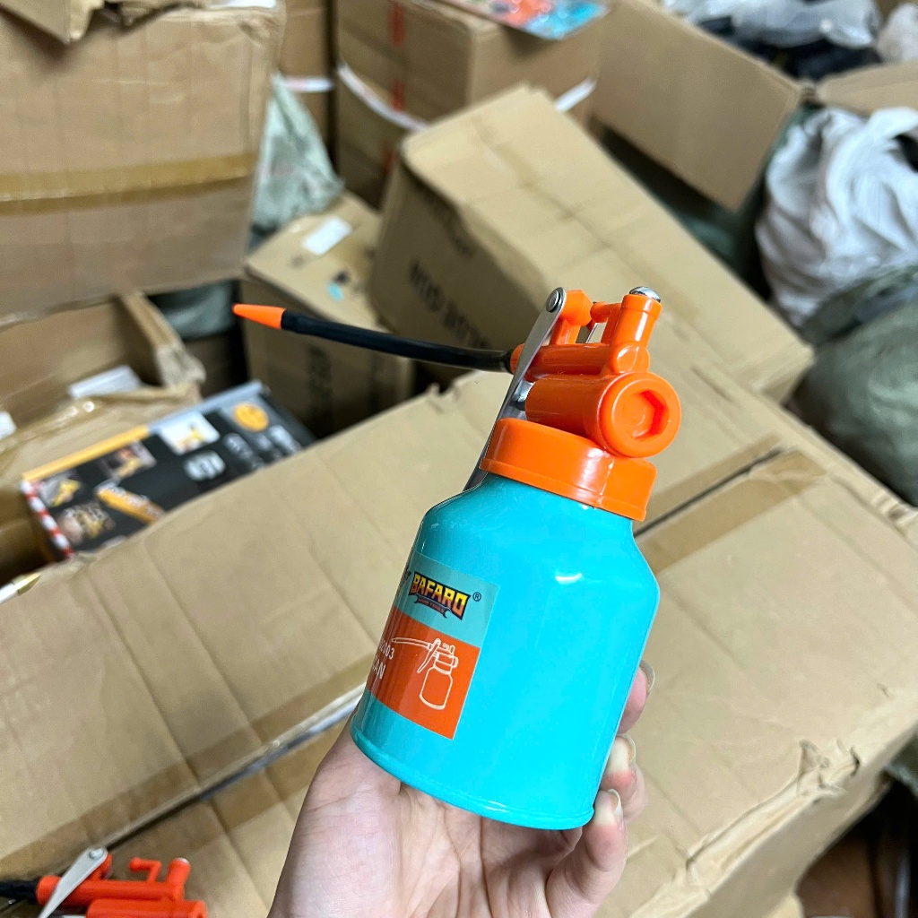 BÌNH CHÂM NHỚT 250ml Bafaro Sắt Vòi Đen (Có Chỉnh) | Bình Vịt Dầu Loại Sắt & Nhựa Trong