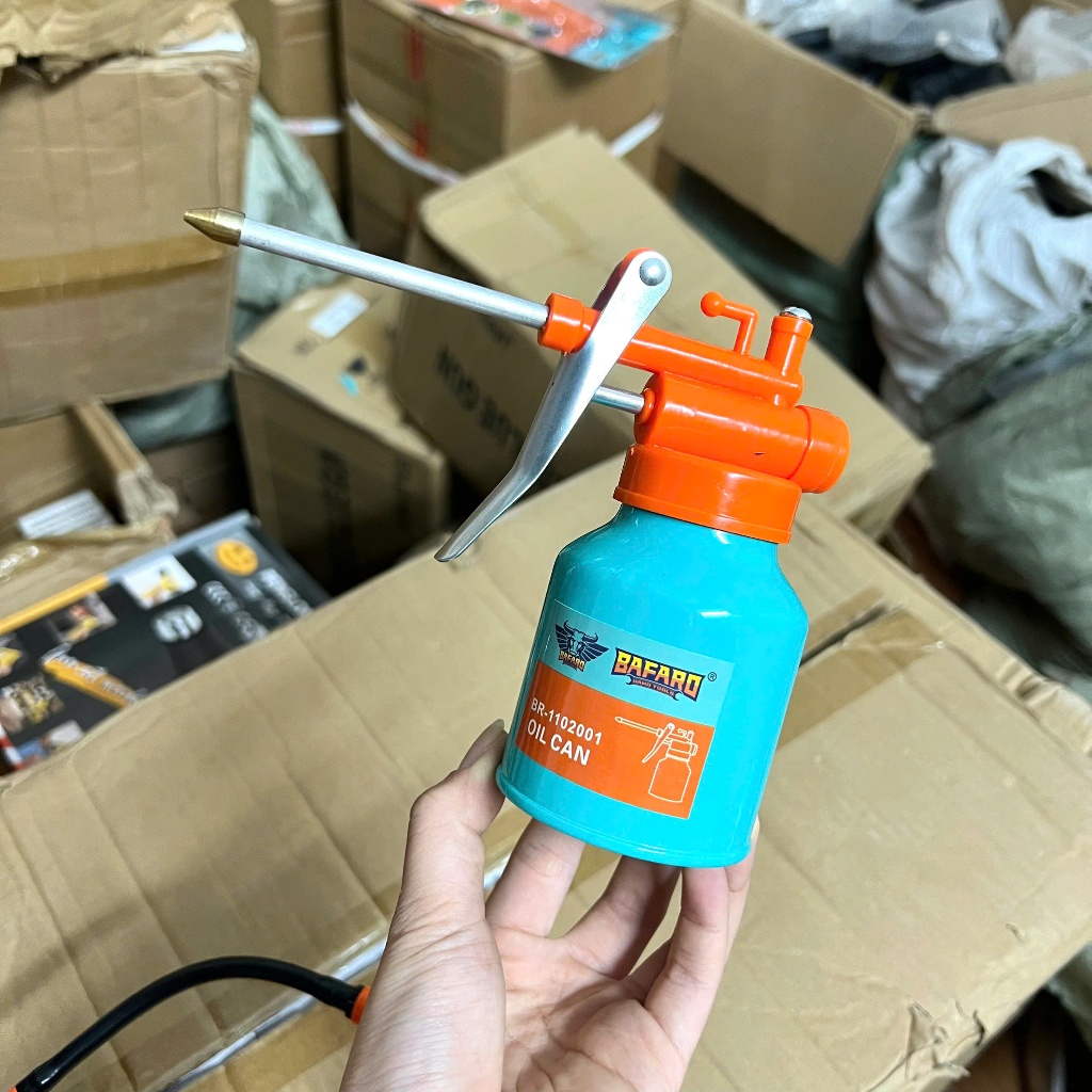 BÌNH CHÂM NHỚT 250ml Bafaro Sắt Vòi Đen (Có Chỉnh) | Bình Vịt Dầu Loại Sắt & Nhựa Trong