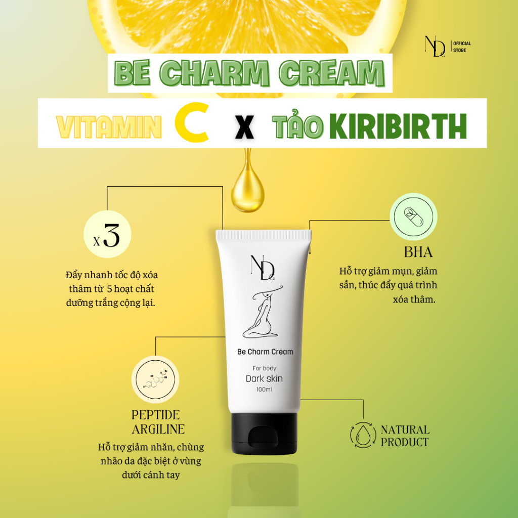 Kem Giúp Giảm Thâm v3, nhũ hoa, nách,... Body Be Charm