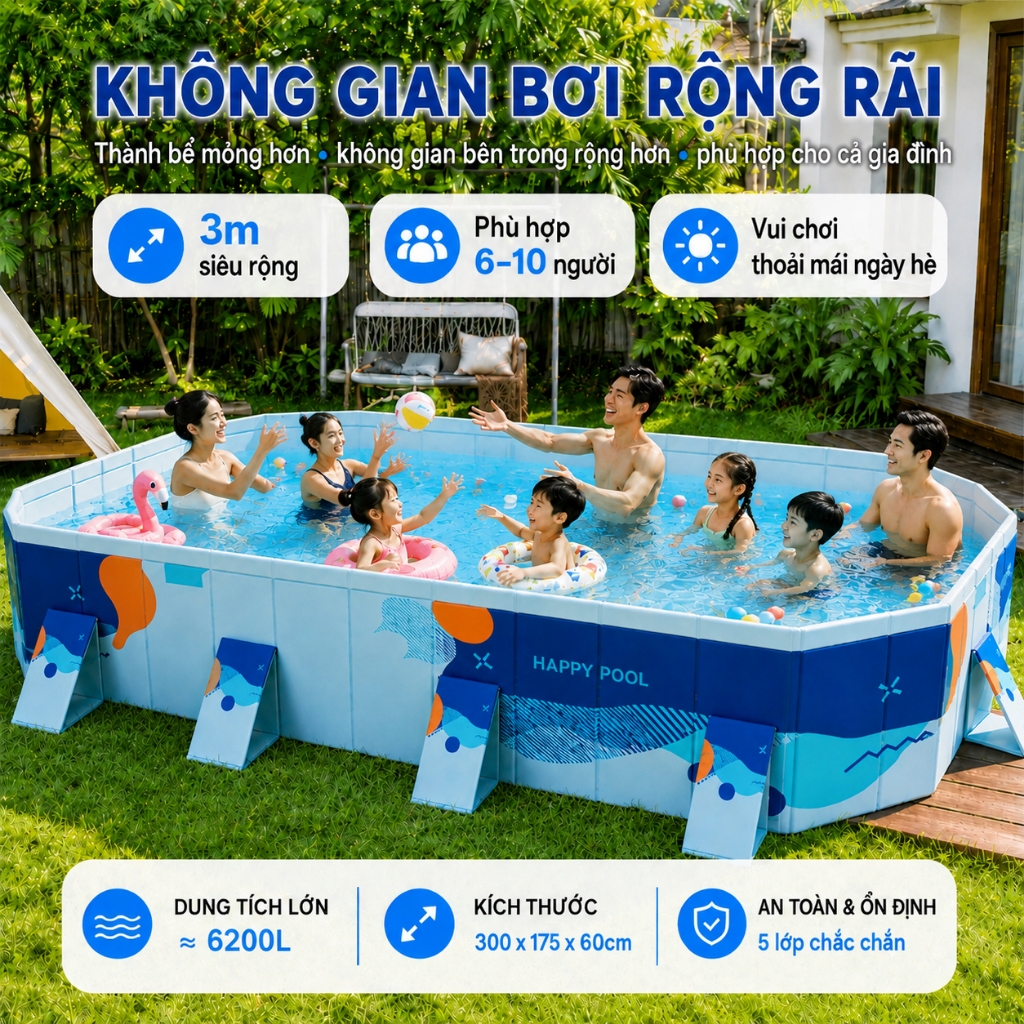 Bể bơi gấp gọn 1.6m/1.8m/2.1m/2.6m/3m Bể bơi tự động không bơm Bồn tắm gấp gọn Chất Liệu Cao Cấp an toàn