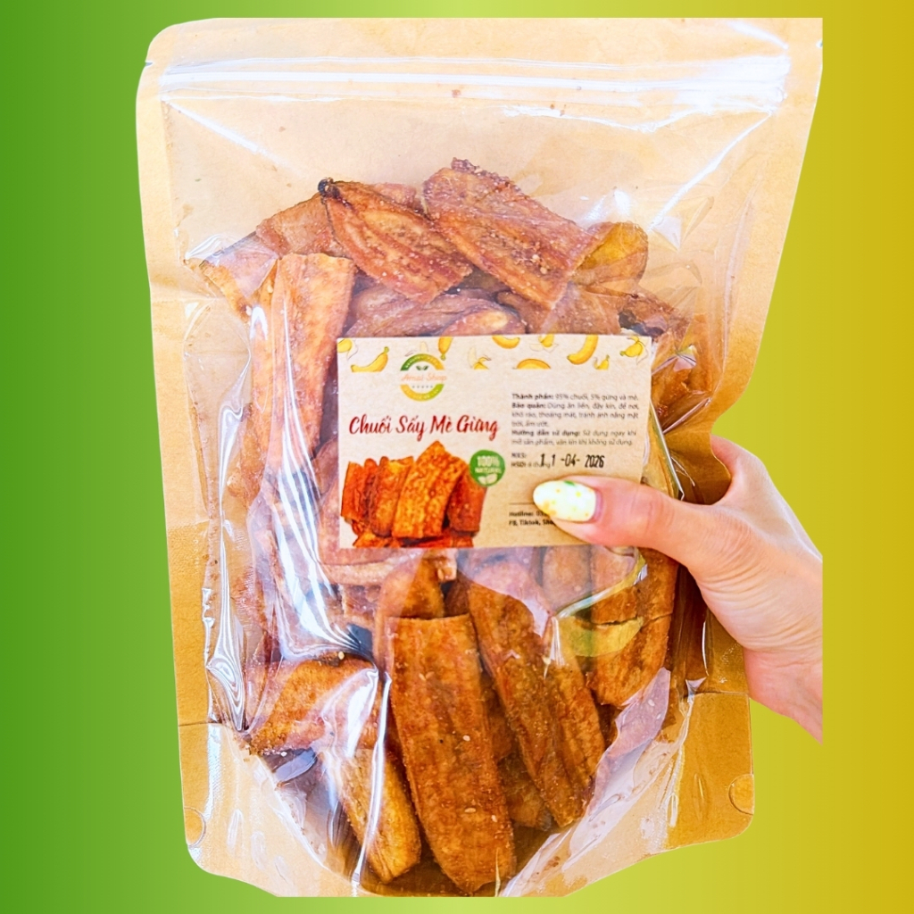 CHUỐI SẤY MÈ GỪNG GIÒN TAN NGUYÊN CHẤT LOẠI 1, NÔNG SẢN SẠCH ĐÀ LẠT, TỐT CHO SỨC KHỎE