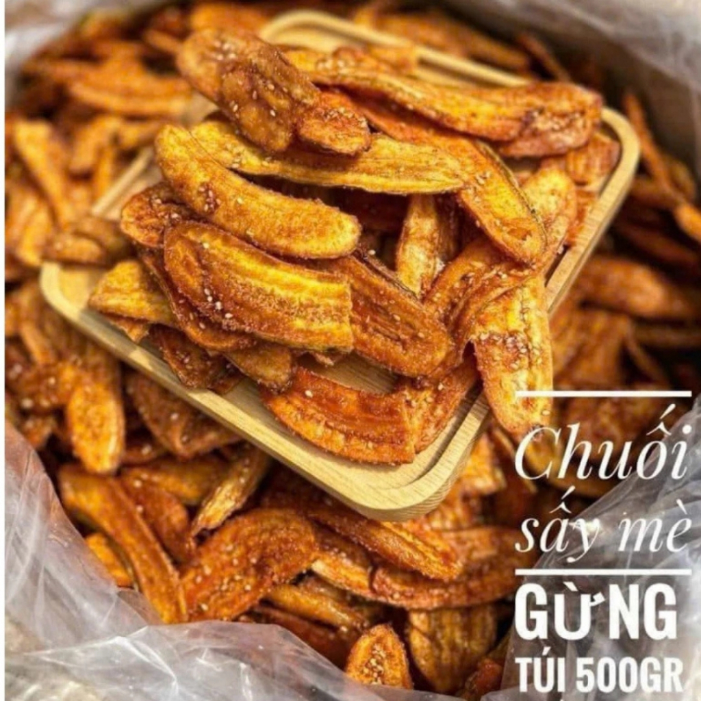 CHUỐI SẤY MÈ GỪNG GIÒN TAN NGUYÊN CHẤT LOẠI 1, NÔNG SẢN SẠCH ĐÀ LẠT, TỐT CHO SỨC KHỎE