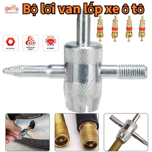 Bộ dụng cụ 4 trong 1 kèm 4 nắp van đa năng. sửa chữa van lốp xe hơi dùng cho xe máy và ô tô